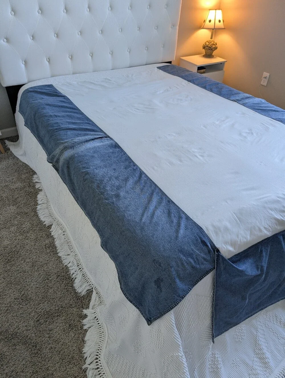 Nobility Dillard's Blue Denim White Twin Bed Skirt Cotton Mattress Cover